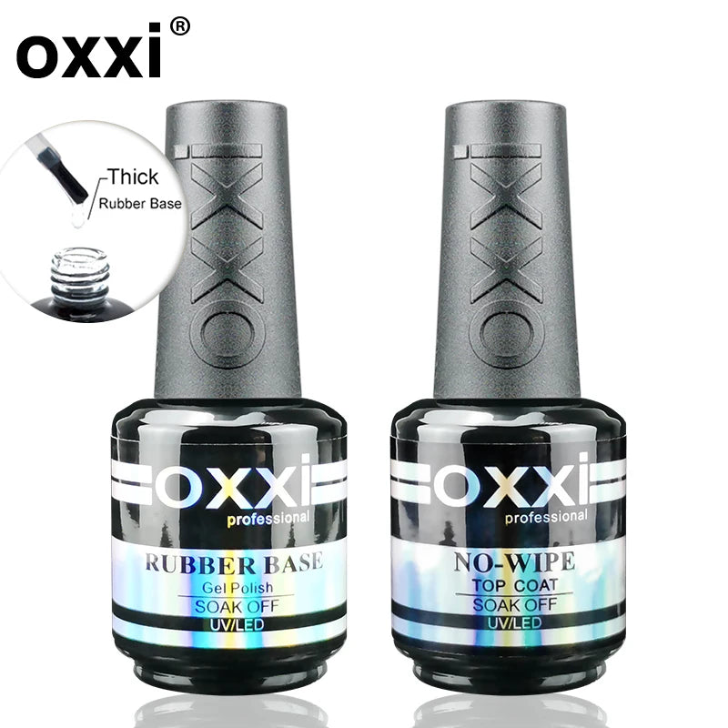 OXXI 15ml Base and Top Coat Gel Polish Semi-Permanent Rubber Varnish