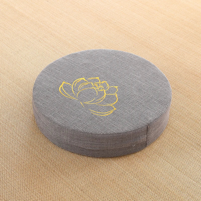 Round Yoga Meditation Cushion 40X6cm Linen Backrest Pillow for Relaxation