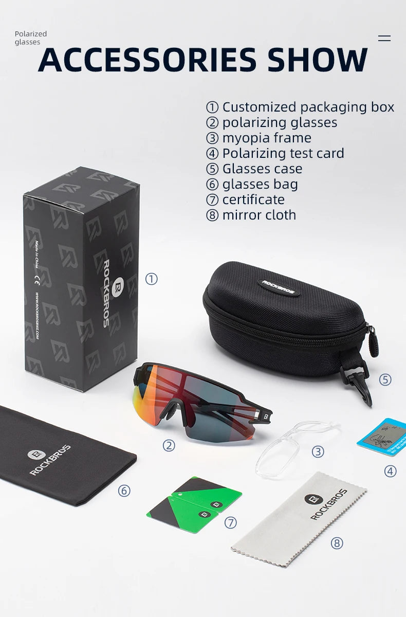 ROCKBROS UV400 Polarized Cycling Glasses for Outdoor Sports and Fishing