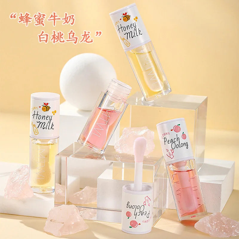 Peach Milk Honey Lip Oil Moisturizing Gloss Fades Lip Lines With Big Brush