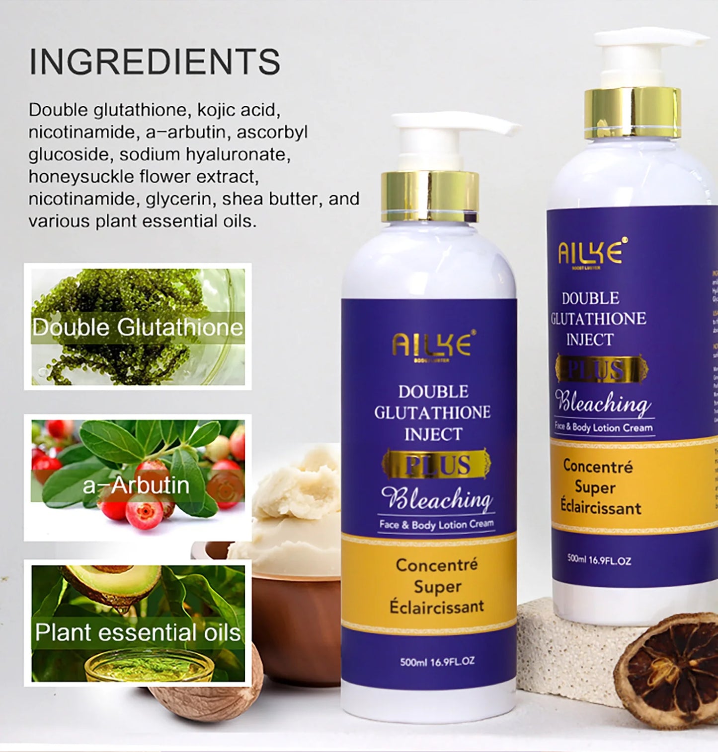 AILKE Glutathione Bleaching Cream Advanced Lightening Lotion for Glowing Skin