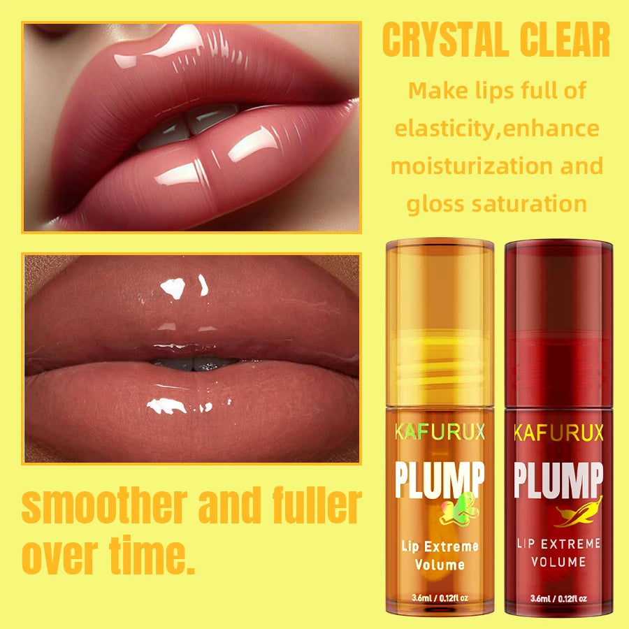 2PC Lip Plump Long Lasting Moisturizing Oil Gloss Serum for Fine Lines