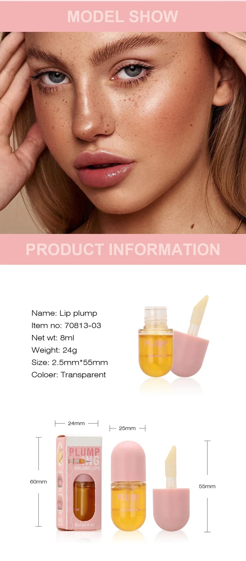 Lip Plumper Oil Serum for Instant Volume and Long Lasting Moisture