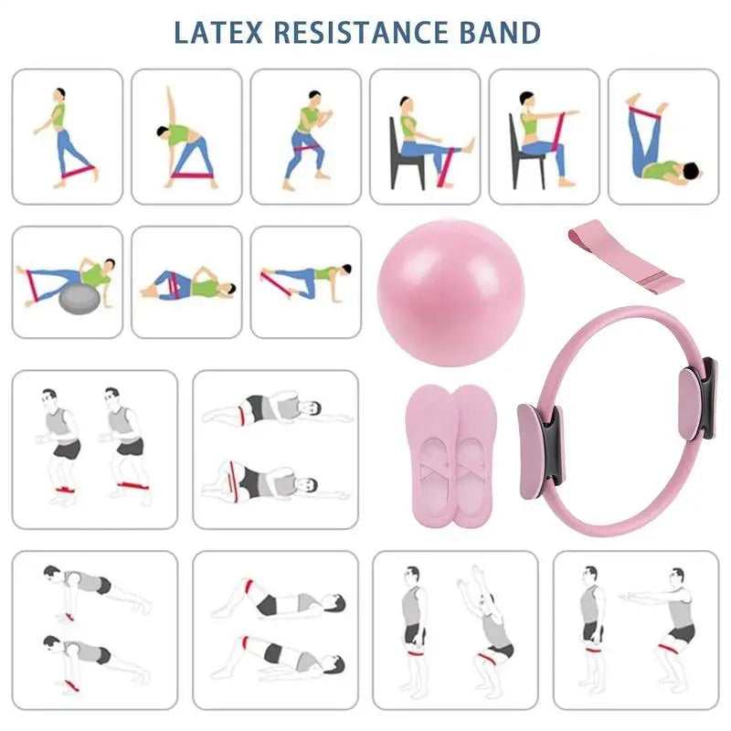 Pilates Ball And Ring Set Portable Fitness Equipment For Home And Studio Use