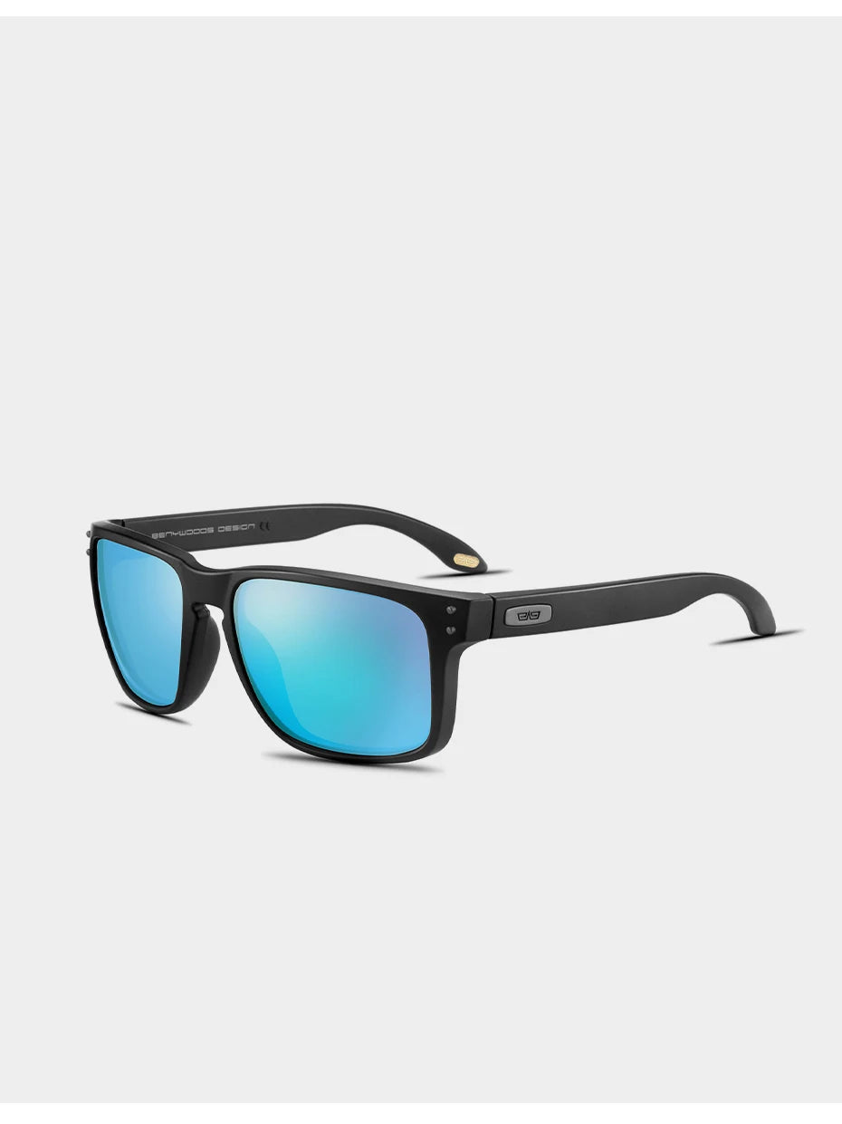CaponI Blue Mirror Polarized Sunglasses for Men Vintage Square Frame Eyewear