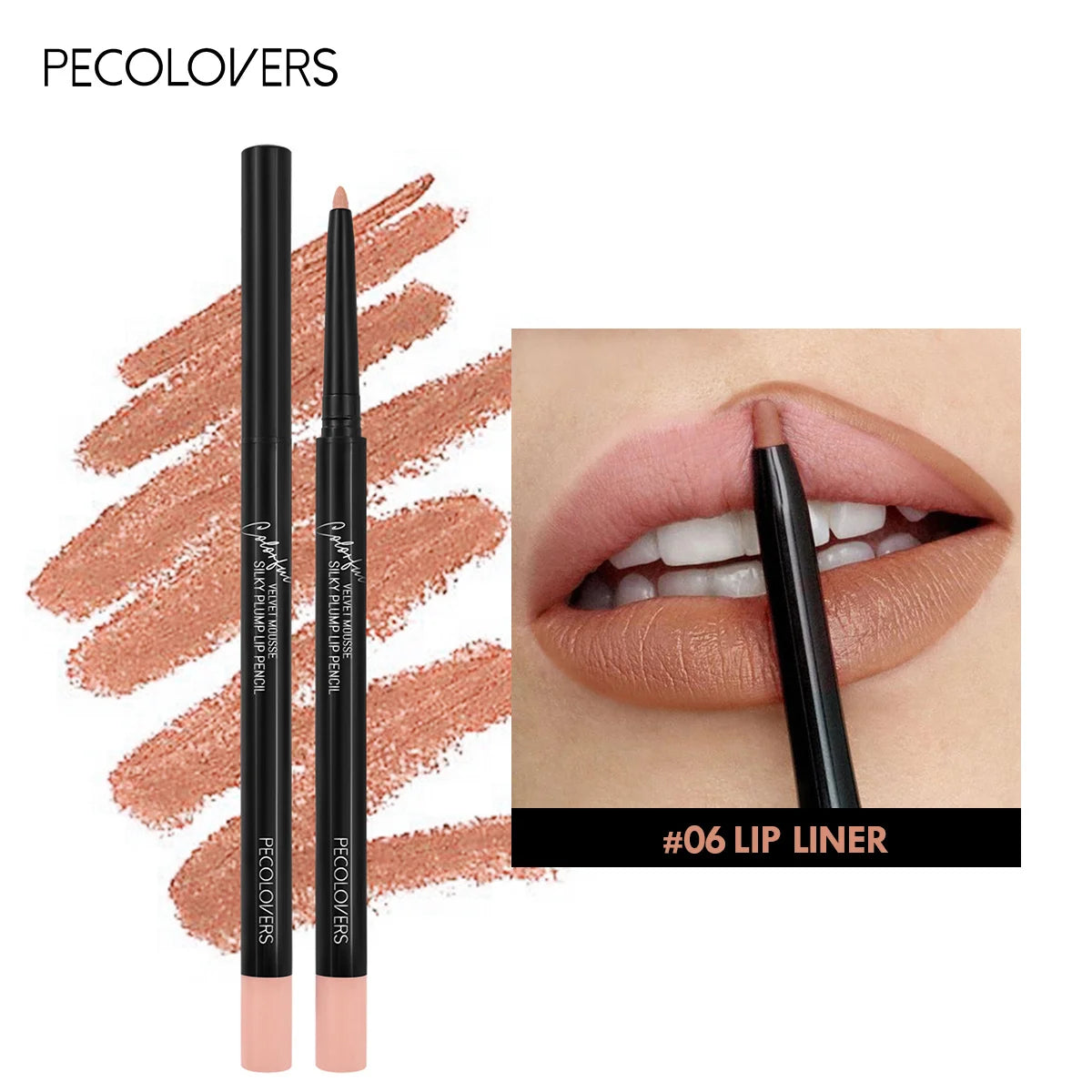 Waterproof Matte Lipliner Pencil in Red Long Lasting Non-Stick Moisturizing Tint