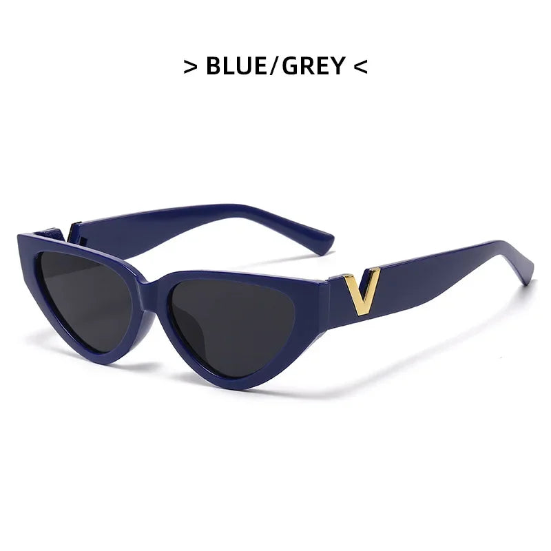 Luxury Glamour Women's V Designer Cat Eye Sunglasses UV400 Fashion 2024