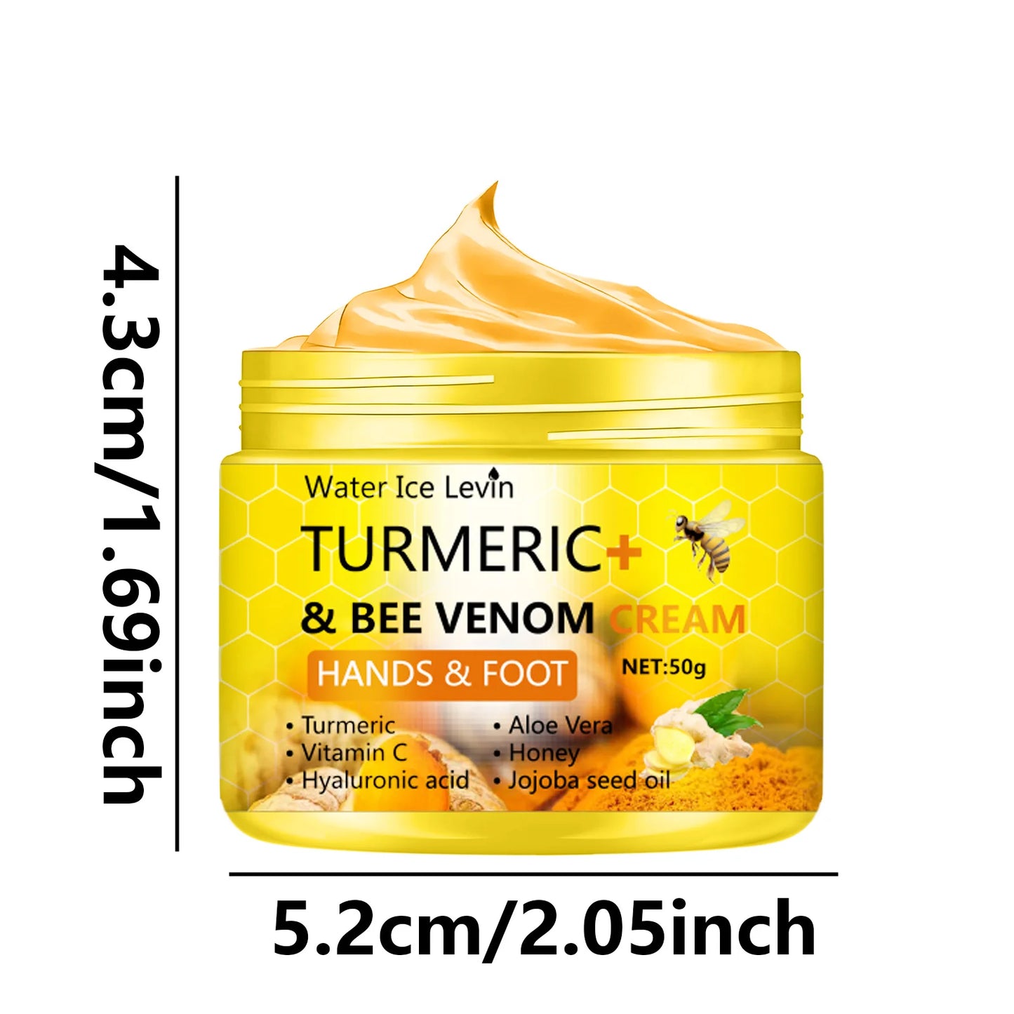 Turmeric Bee Venom Foot Cream for Cracked Skin Repair and Moisturizing Care 50g