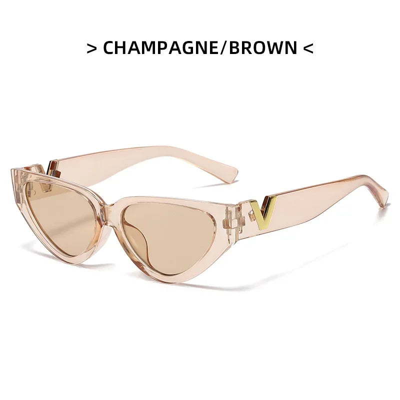 Luxury Glamour Women's V Designer Cat Eye Sunglasses UV400 Fashion 2024