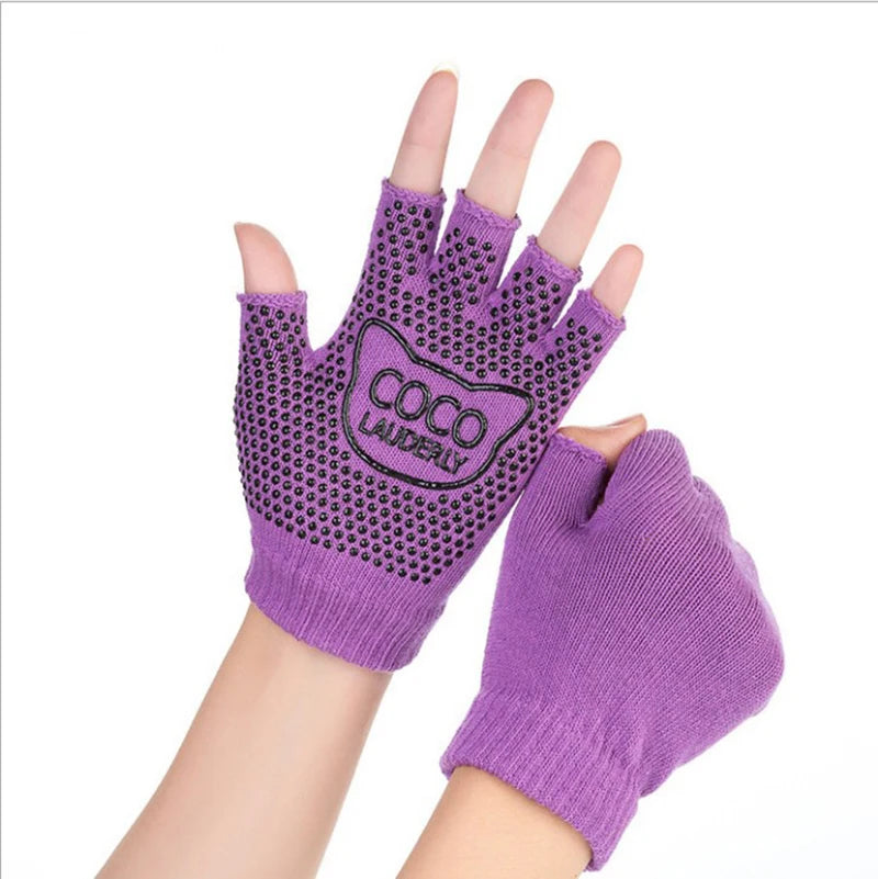 Cotton Half Finger Gym Training Gloves for Women Non Slip and Sweat Absorbent