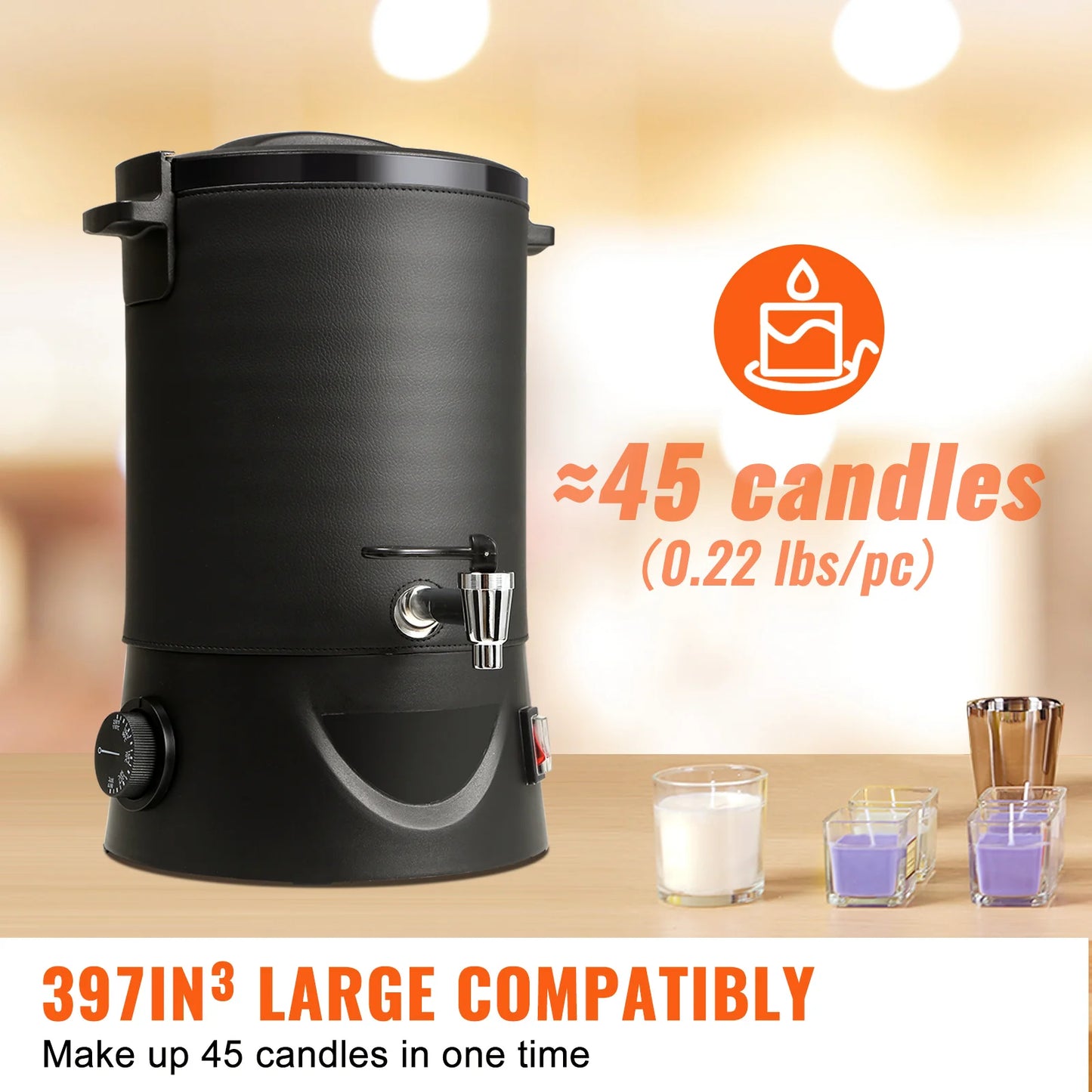 VEVOR 6.5L Wax Melter Large Electric Pot with Easy Pour Spout and Temperature Control