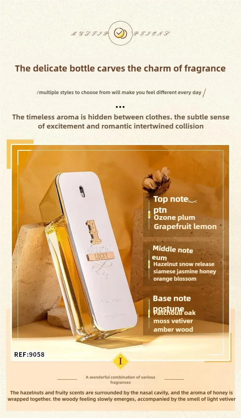 Golden Millionaire Perfume 100ml Leather Scent Luxury Long Lasting Fragrance