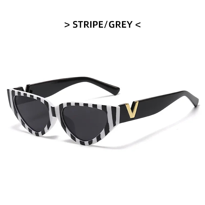 Luxury Glamour Women's V Designer Cat Eye Sunglasses UV400 Fashion 2024