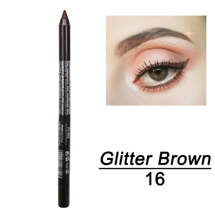 14-Color High Pigment Eyeliner Pen with Pearly Shimmer for Smokey Gothic Looks