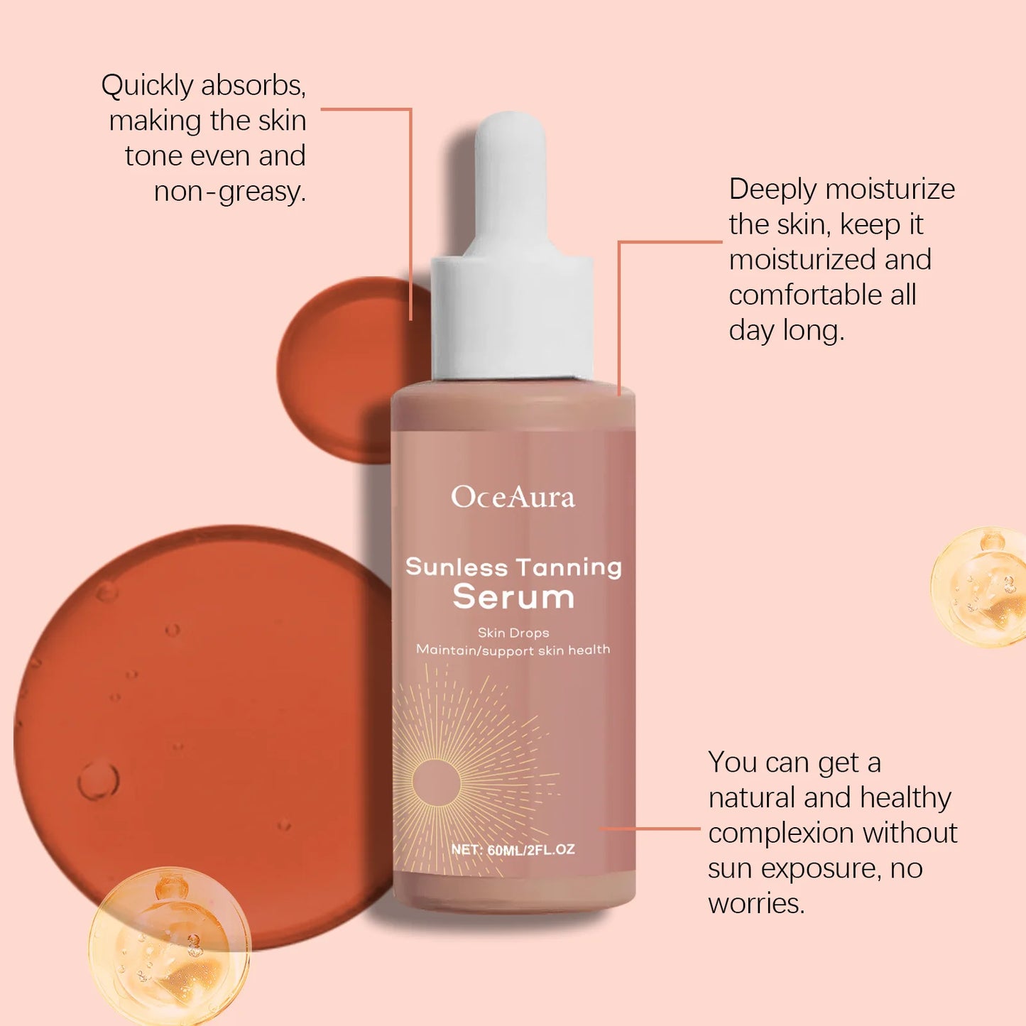Herbal Sunless Tanning Lotion Serum Natural Bronzer for Darker Skin Tone