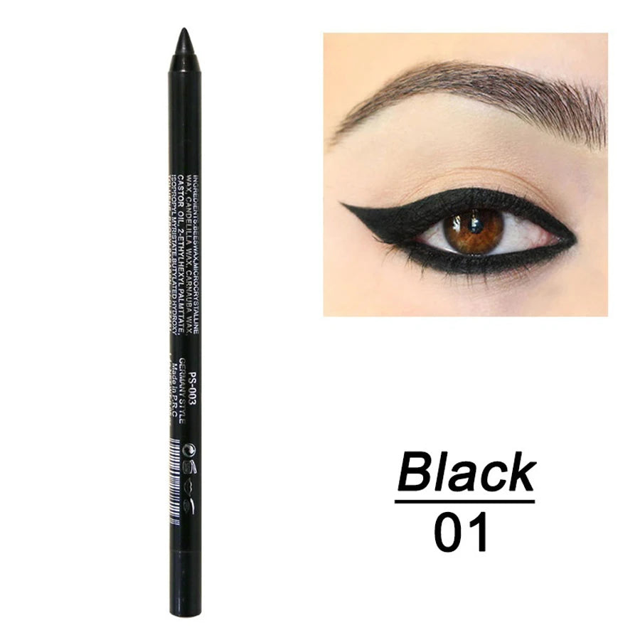 14-Color High Pigment Eyeliner Pen with Pearly Shimmer for Smokey Gothic Looks