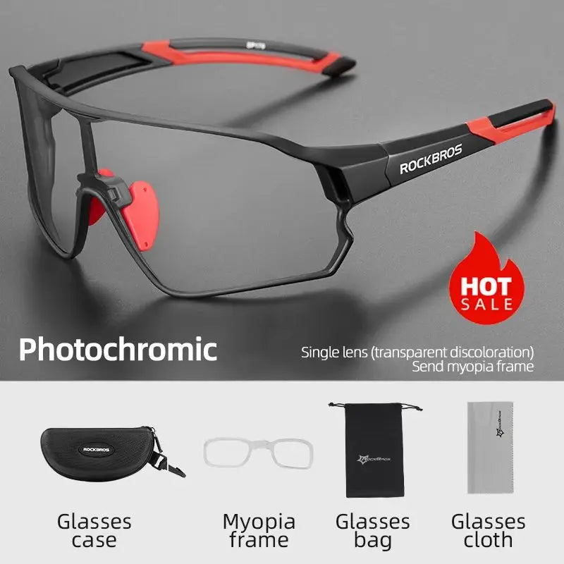Rockbros Photochromic Cycling Glasses UV400 Protection for MTB and Road Bike