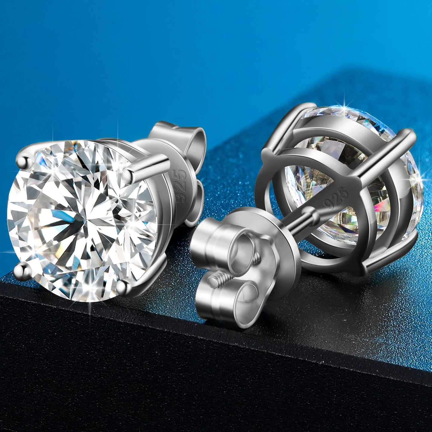 Classic Round Moissanite Earrings in 925 Sterling Silver for Unisex Fashion
