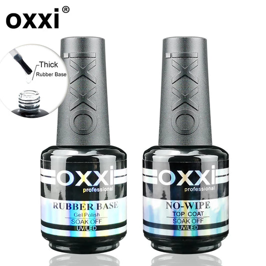 OXXI 15ml Base and Top Coat Gel Polish Semi-Permanent Rubber Varnish