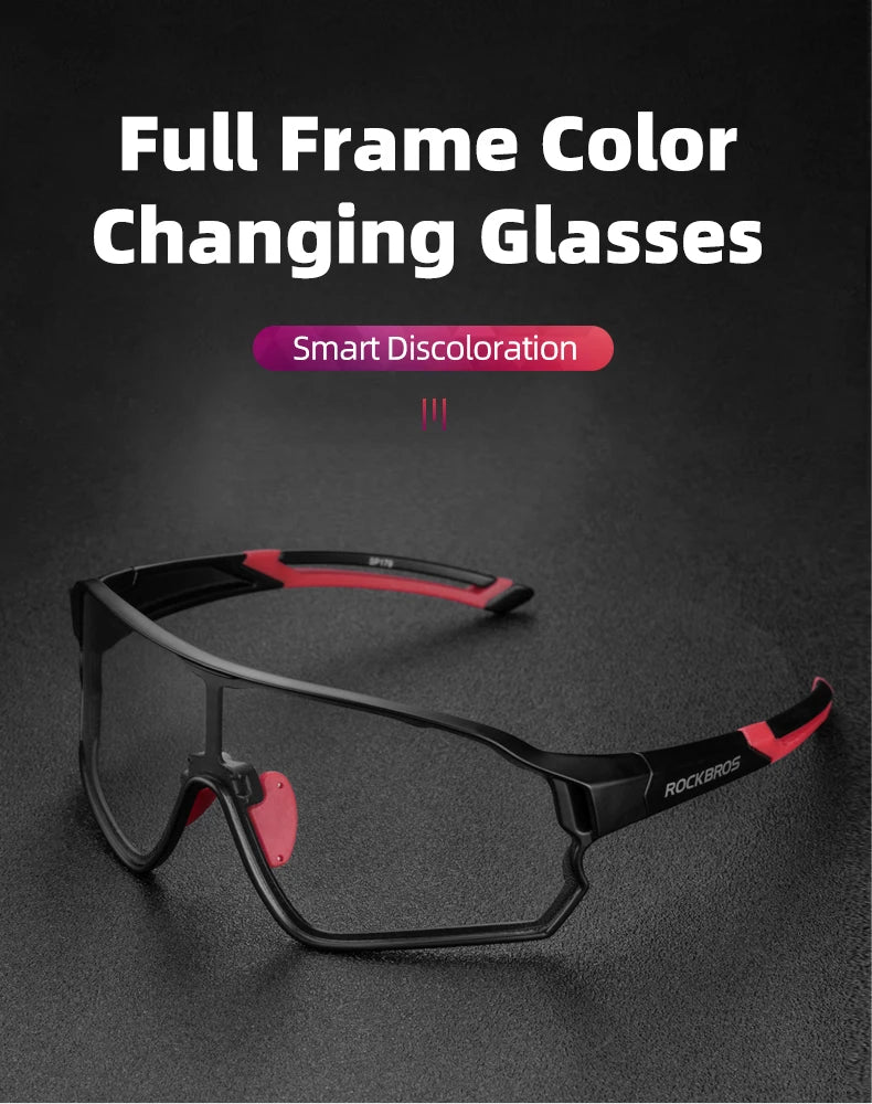 Rockbros Photochromic Cycling Glasses UV400 Protection for MTB and Road Bike