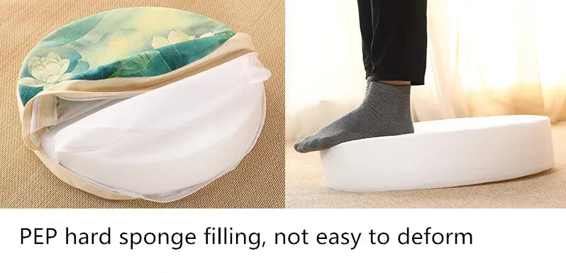 Round Yoga Meditation Cushion 40X6cm Linen Backrest Pillow for Relaxation