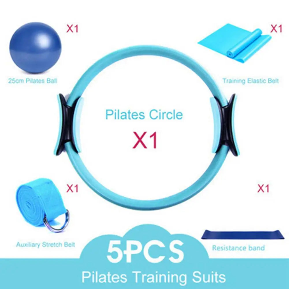 5 Piece Pilates Ring Set for Women - Yoga Circle Fitness Equipment