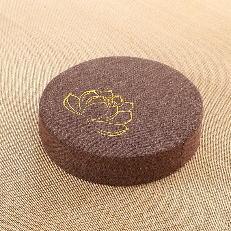 Round Yoga Meditation Cushion 40X6cm Linen Backrest Pillow for Relaxation