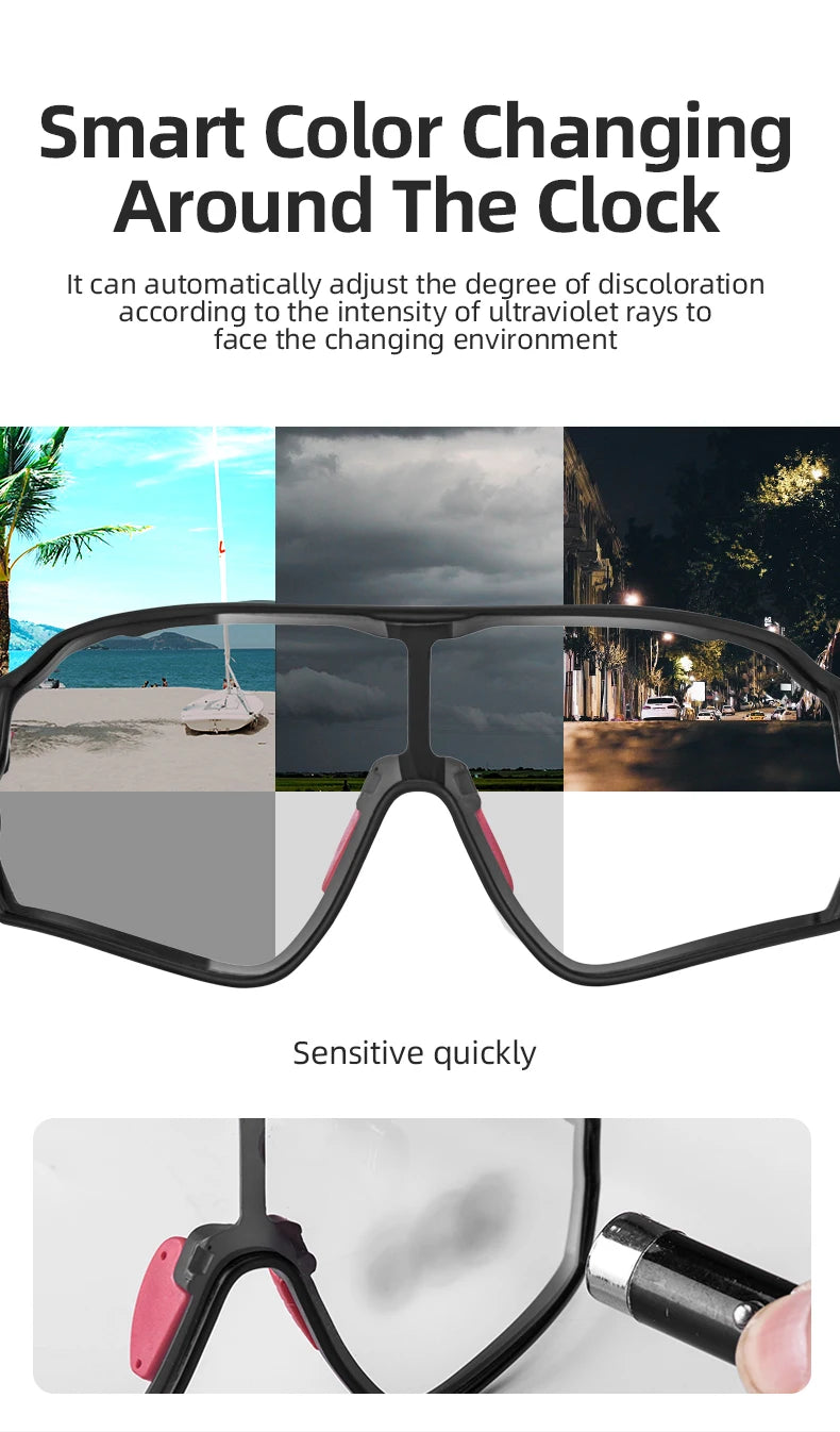 Rockbros Photochromic Cycling Glasses UV400 Protection for MTB and Road Bike