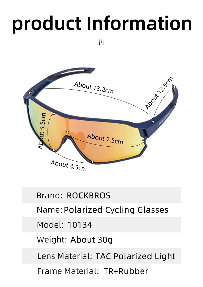 ROCKBROS Polarized Cycling Glasses UV400 Protection for MTB and Road Biking