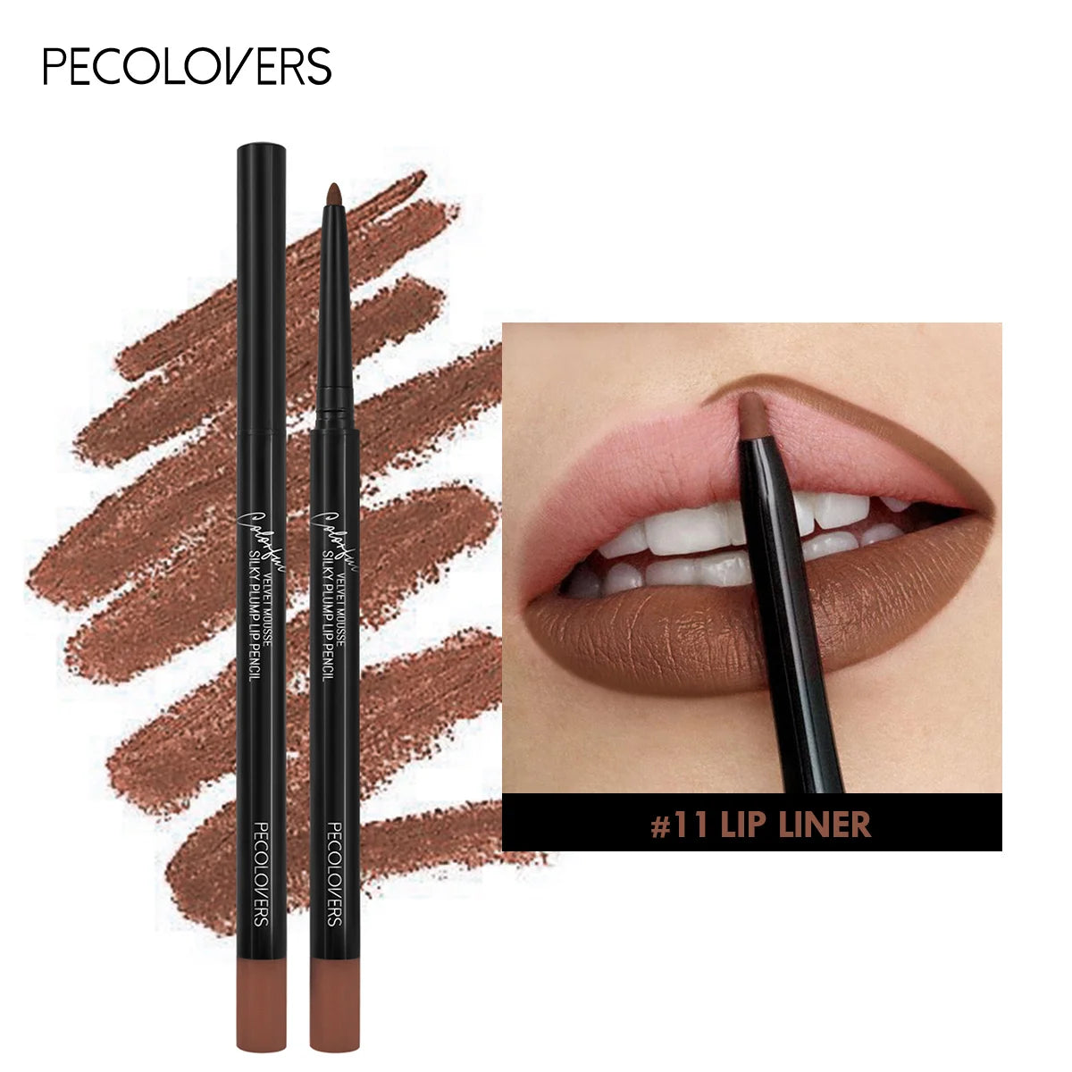 Waterproof Matte Lipliner Pencil in Red Long Lasting Non-Stick Moisturizing Tint