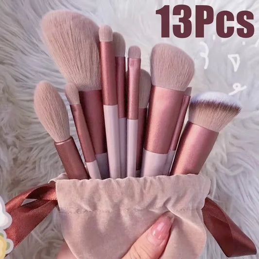 13 Or 15 Piece Makeup Brushes Set For Eye Shadow Foundation Blush Cosmetics Kit With Soft Nylon Bristles
