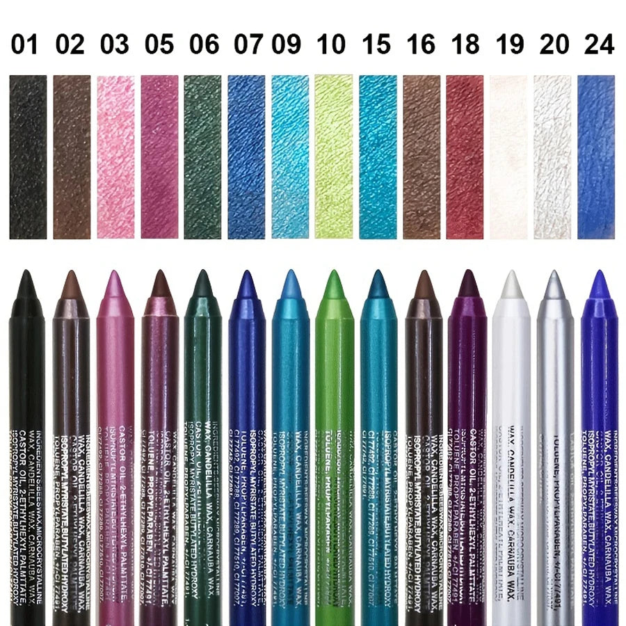 14-Color High Pigment Eyeliner Pen with Pearly Shimmer for Smokey Gothic Looks