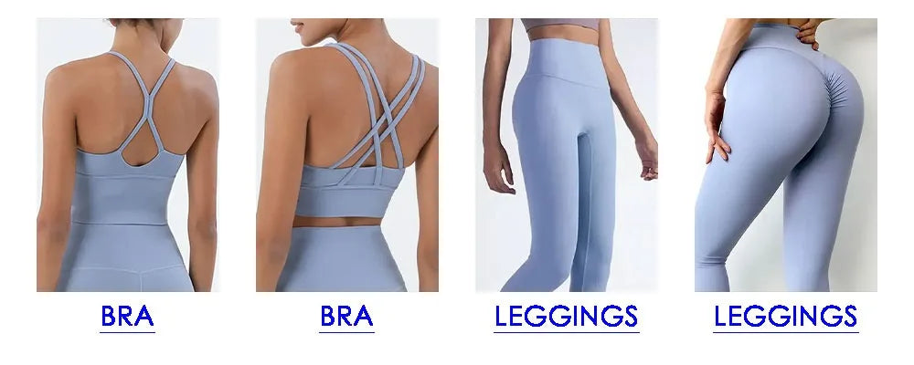 Women's High Waist Yoga Leggings and Tops Fitness Sportswear Set