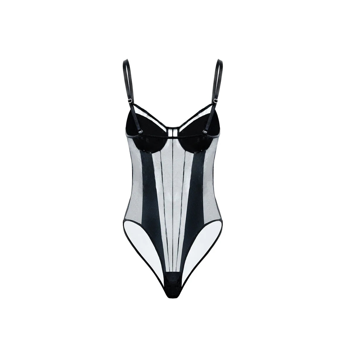 Sexy Deep V-Neck Women's Bodysuit with Adjustable Straps and Soft Padded Bra