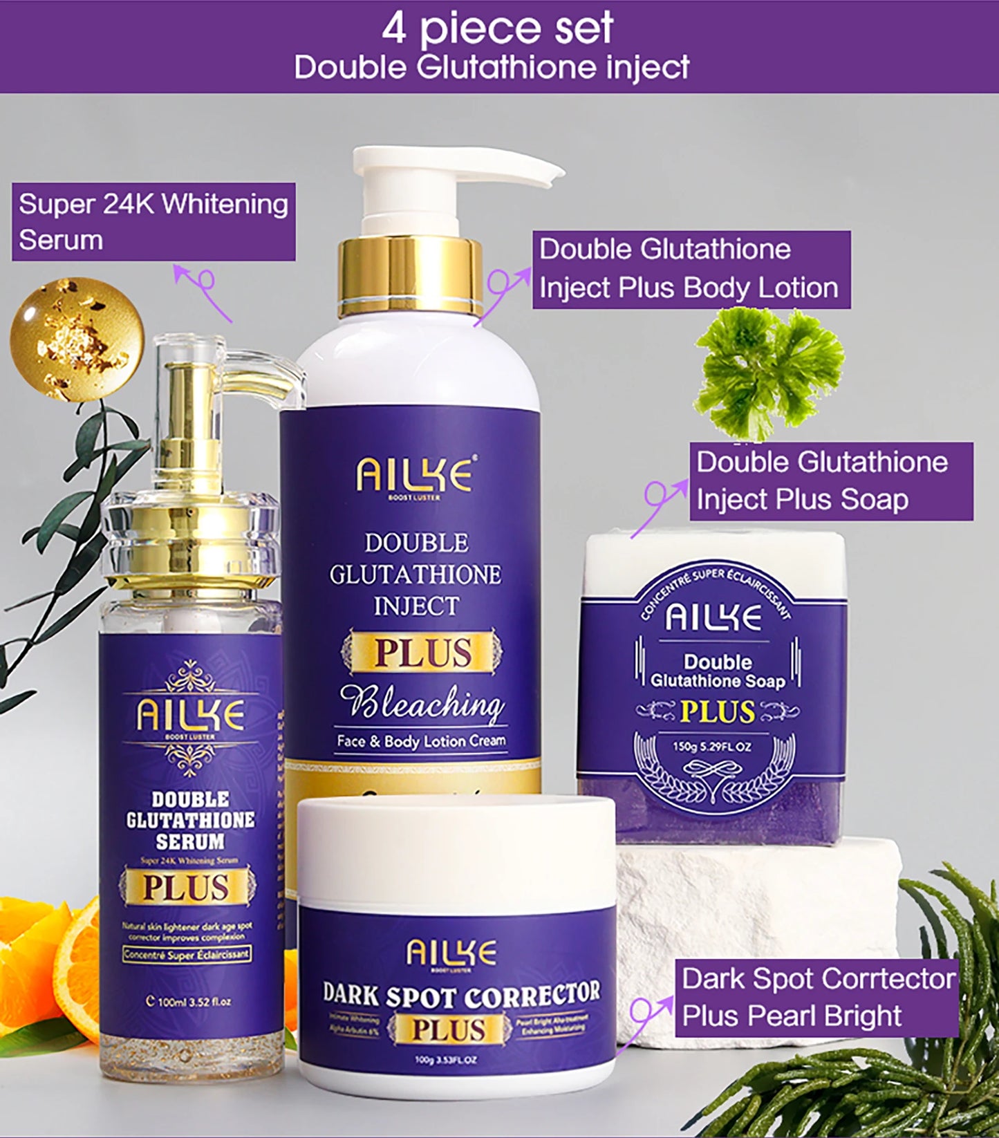 AILKE Glutathione Bleaching Cream Advanced Lightening Lotion for Glowing Skin