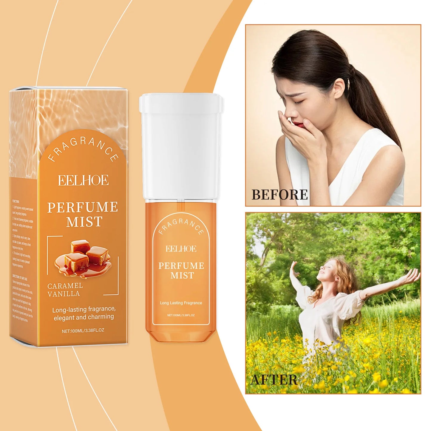 EELHOE Caramel Vanilla Body Pheromone Perfume Spray for Women 100ml