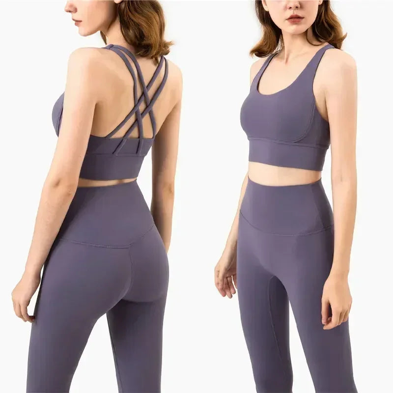 Women's High Waist Yoga Leggings and Tops Fitness Sportswear Set