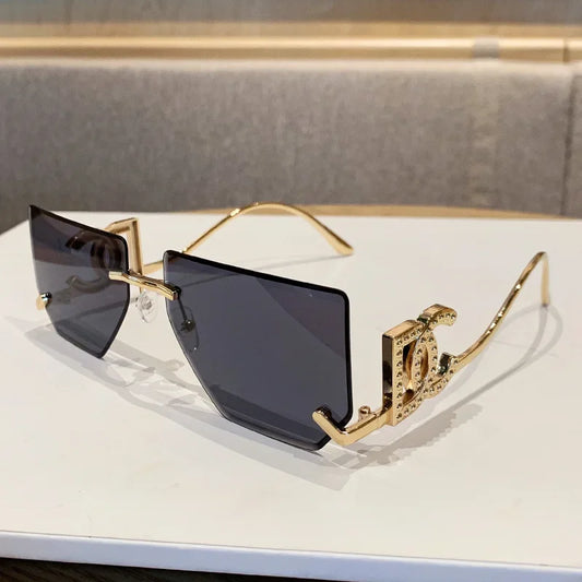2025 Luxury Vintage Rimless Sunglasses for Women Summer Travel Shades