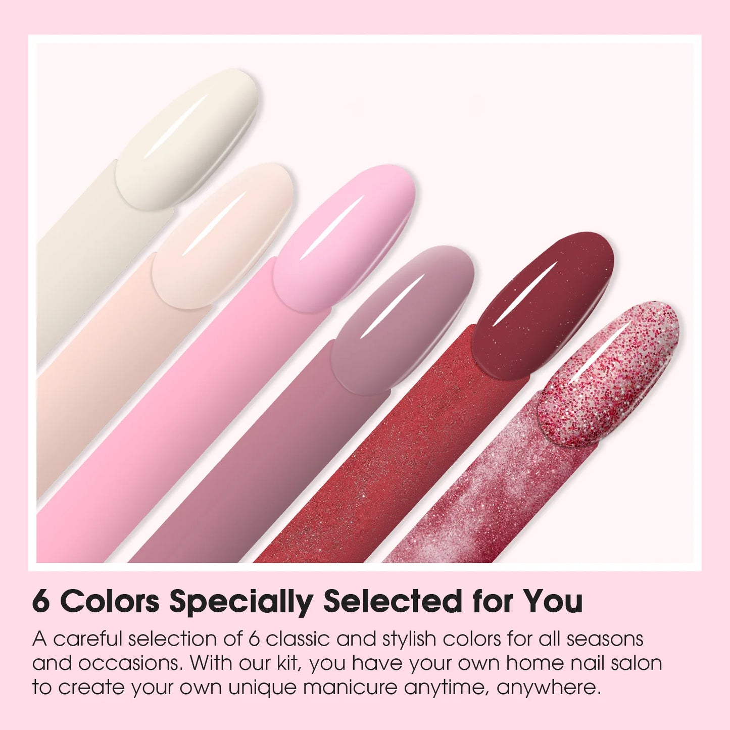 Rosalind 6 Colors Dip Powder Nail Kit With Base And Top Liquid Set For Dip Nails Starter Kit