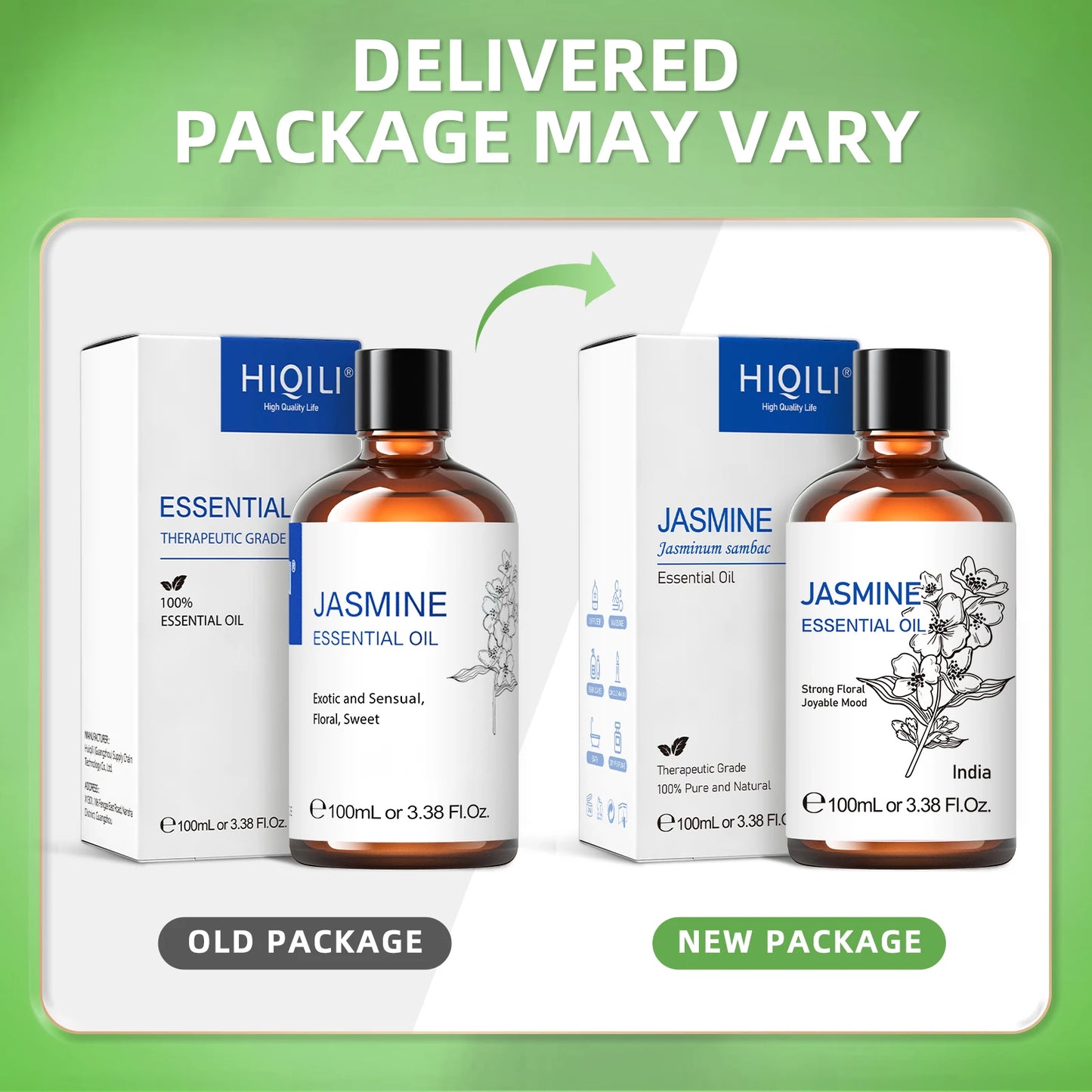 HIQILI 100ML Pure Jasmine Ylang Ylang Orange Essential Oil for Diffusers and Massage