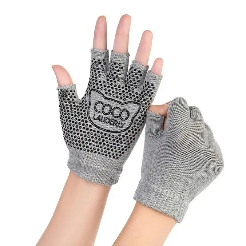 Cotton Half Finger Gym Training Gloves for Women Non Slip and Sweat Absorbent