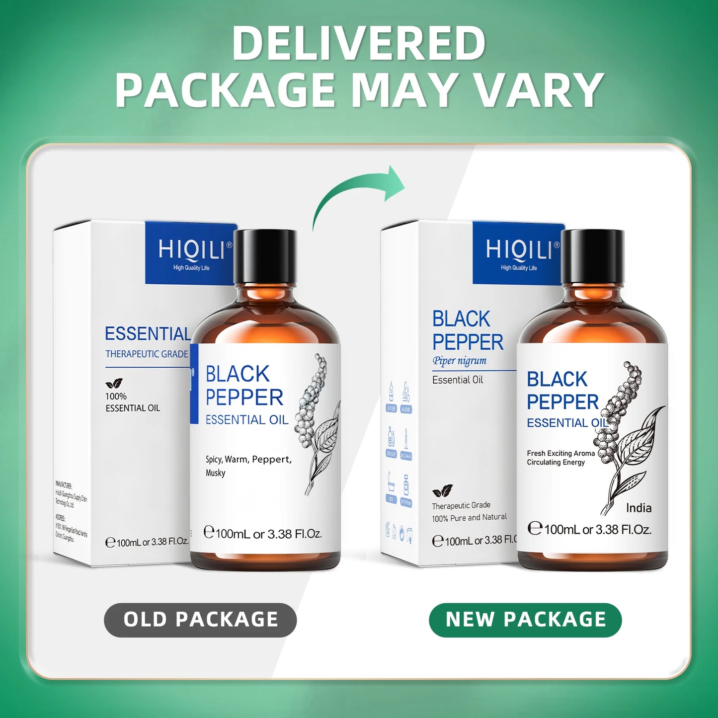 HIQILI 100ML Black Pepper Essential Oil 100 Percent Pure for Diffusers and Candles