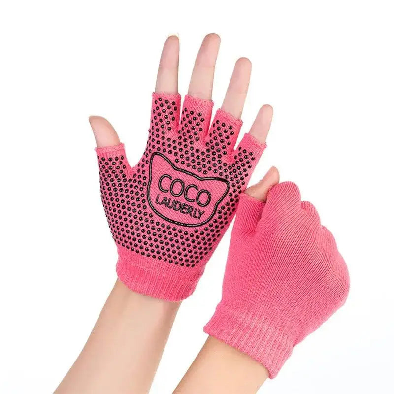 Cotton Half Finger Gym Training Gloves for Women Non Slip and Sweat Absorbent
