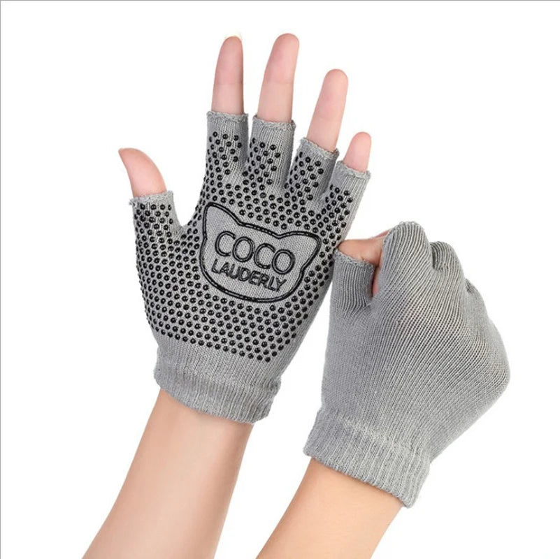 Cotton Half Finger Gym Training Gloves for Women Non Slip and Sweat Absorbent