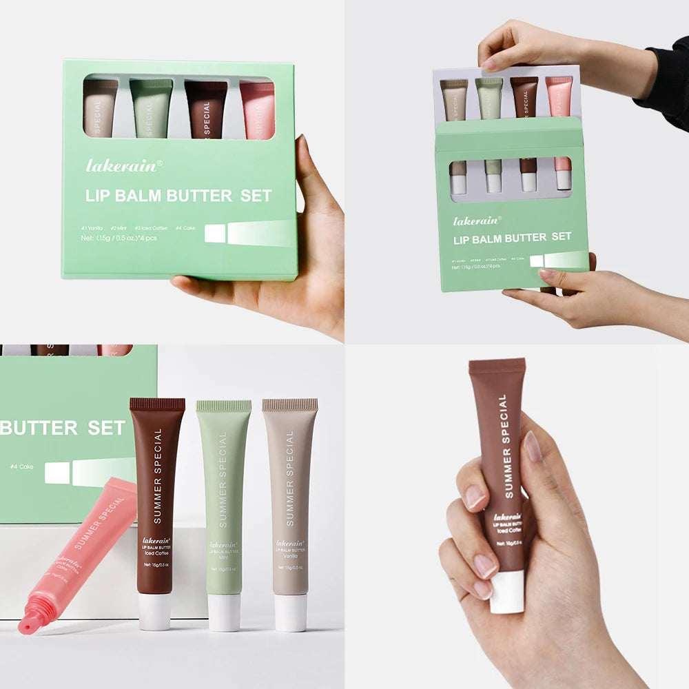Lip Balm Set Four Pack Deep Moisturizing Lip Care Nourishing Color Lip Glaze Kit For Smooth Lips
