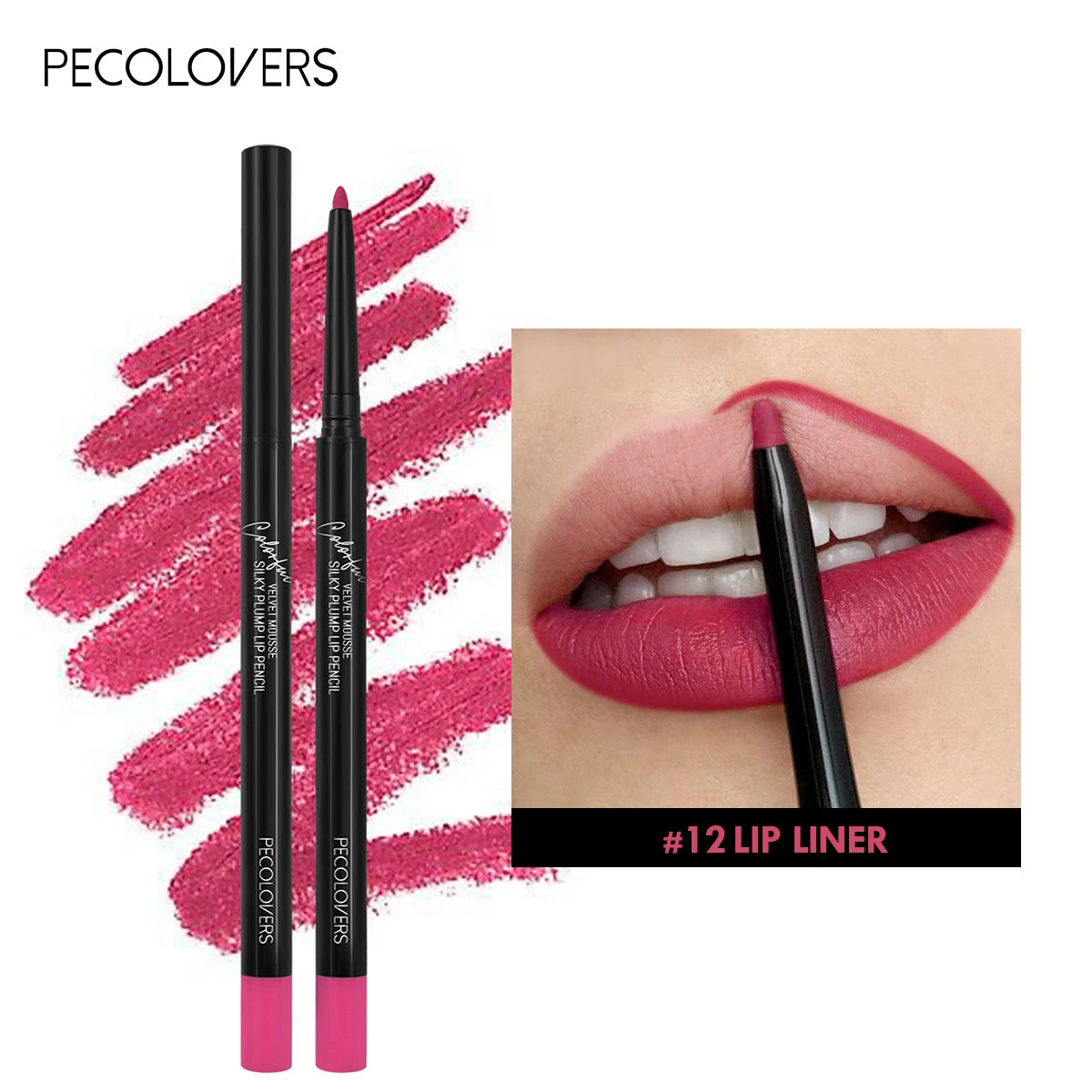 Waterproof Matte Lipliner Pencil in Red Long Lasting Non-Stick Moisturizing Tint