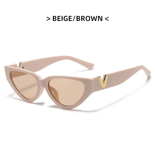 Luxury Glamour Women's V Designer Cat Eye Sunglasses UV400 Fashion 2024