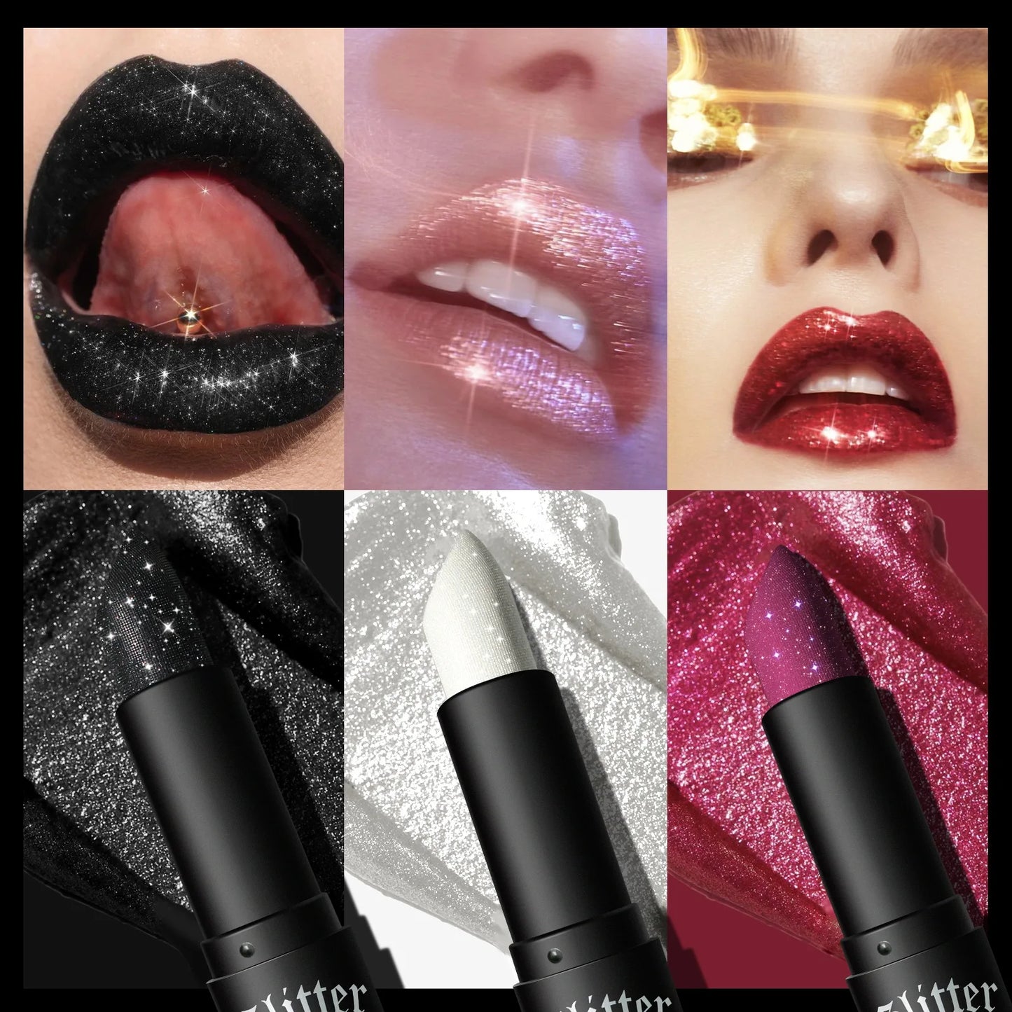7 Colors Waterproof Glitter Lipstick Long Lasting Metallic Makeup for Women