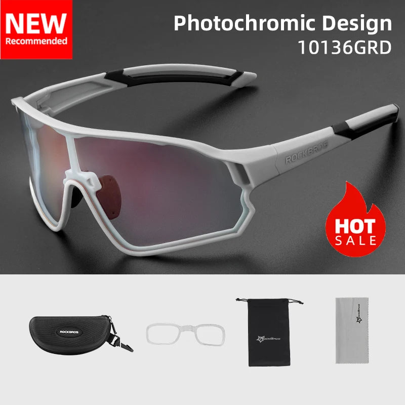 Rockbros Photochromic Cycling Glasses UV400 Protection for MTB and Road Bike