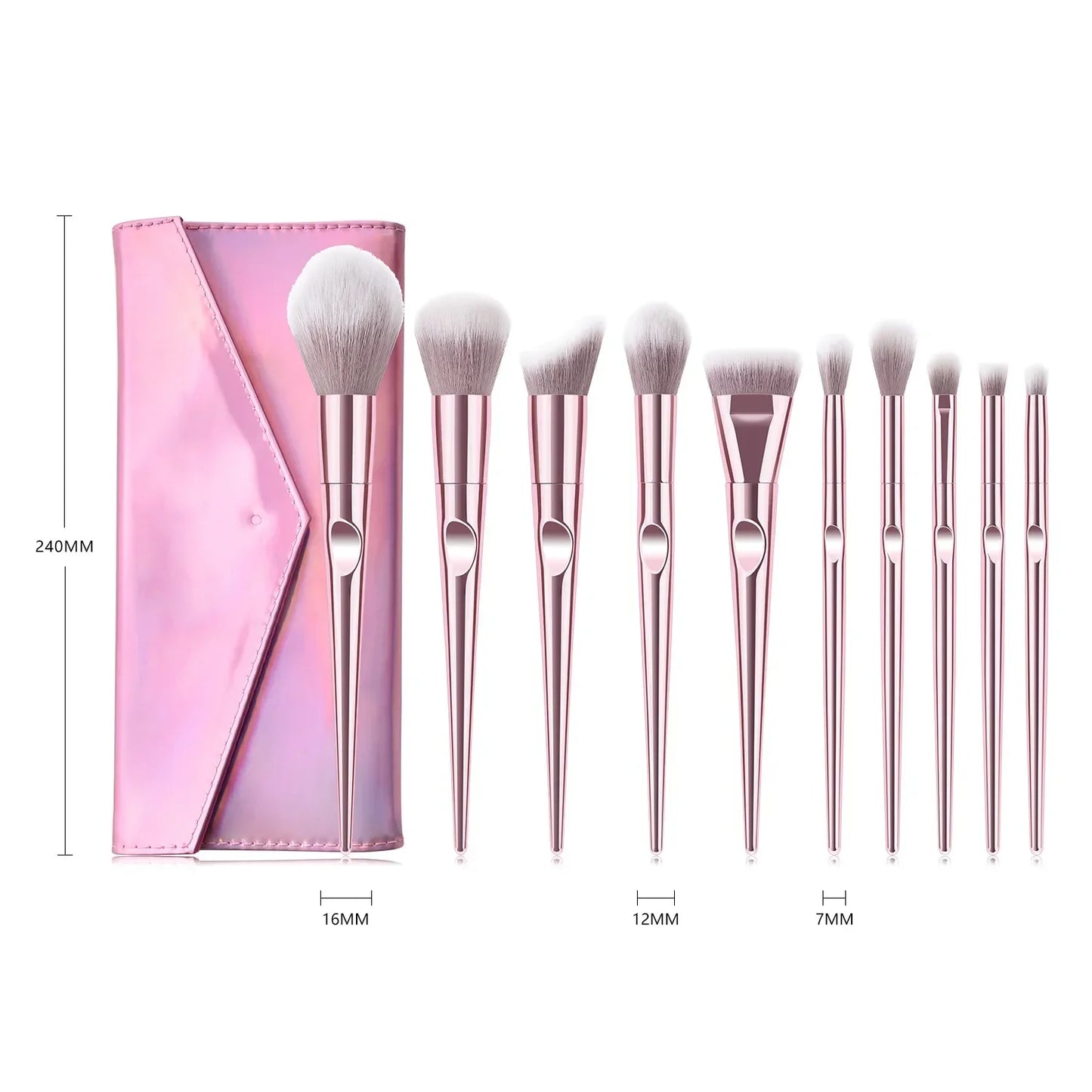 10 Pcs Pro Makeup Brushes Set With Bag Foundation Eyebrow Eyeshadow Tools For Professionals And Everyday Makeup